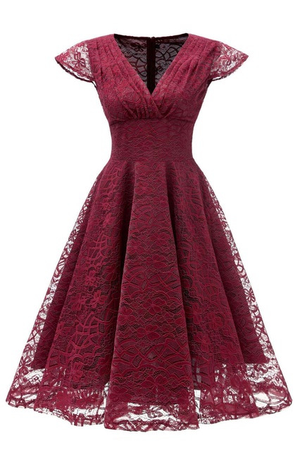 Elegant Cap Sleeve V-Neck Short Lace Dresses Online