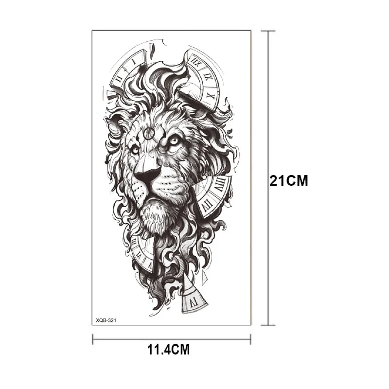 Waterproof Temporary Tattoo Sticker Lion King Crown Cross Tiger Pattern Fake Tatto Flash Tatoo Black Body Art for Kids Women Men