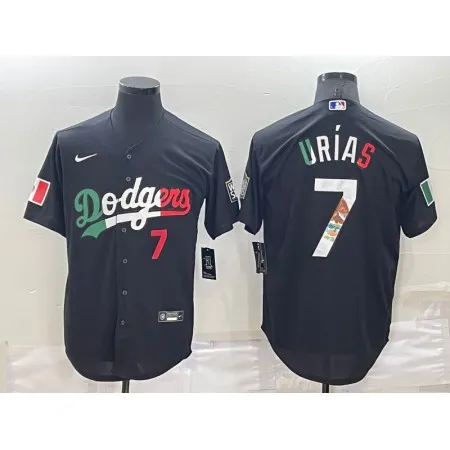 Men's Los Angeles Dodgers #7 Julio Urias Black Mexico Cool Base Stitched Baseball Jersey 85IC