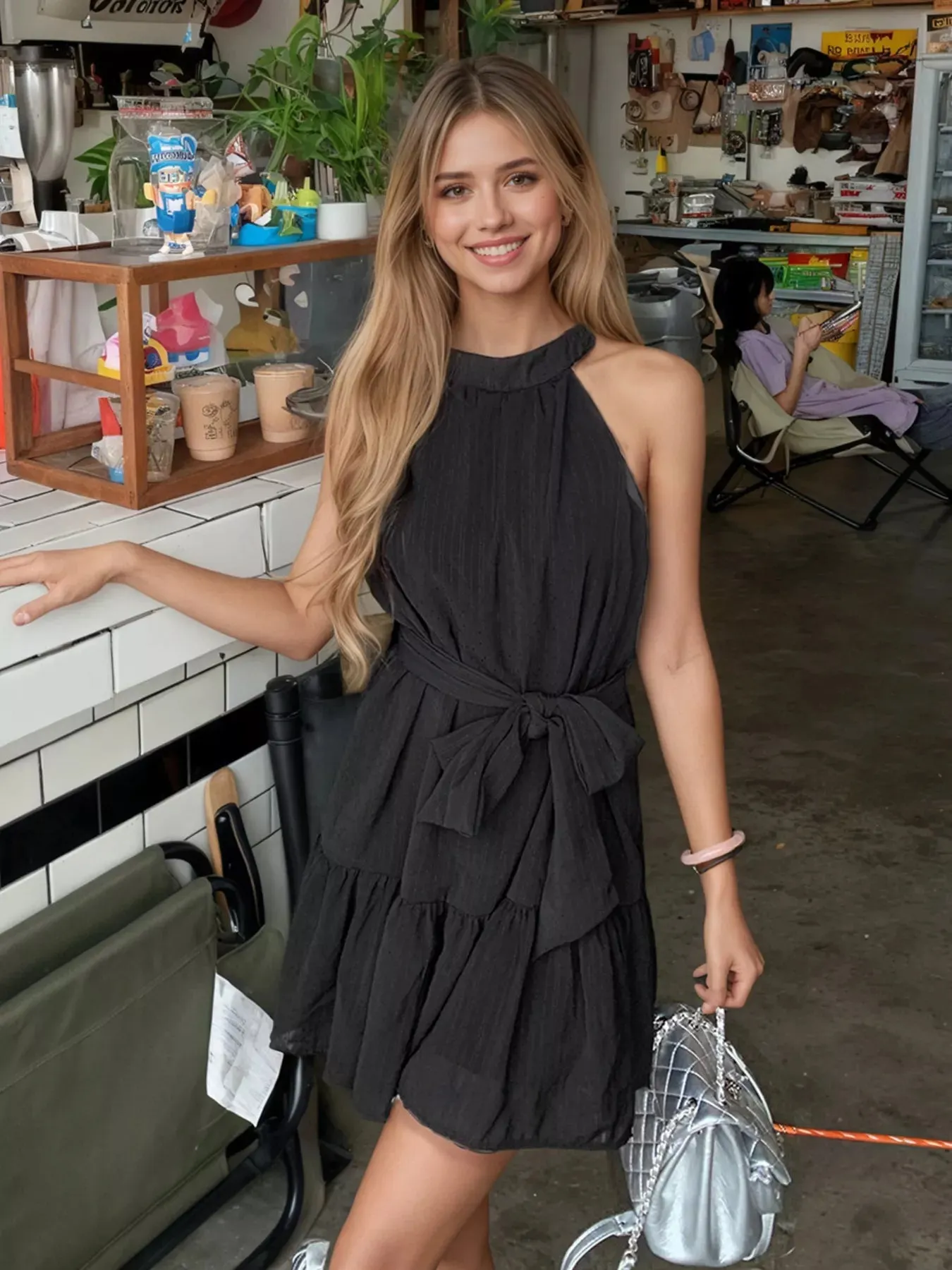 Sleeveless Tie Waist Mini Dress mysite idetrend