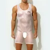 Men's Ice Silk Sexy Transparent Ultra-thin Breathable Bodysuit
