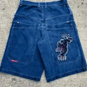 Ejiekang Harajuku basketball street clothing streetwear american Y2k pattern printed men shorts skateboard denim shorts Baggy pants