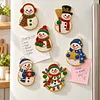 6PCS Snowman DIY Pearl Diamond Painting Christmas Fridge Magnets, Sparkling Rhinestone Refrigerator Magnet Craft Kit for Home Decor & Gifts