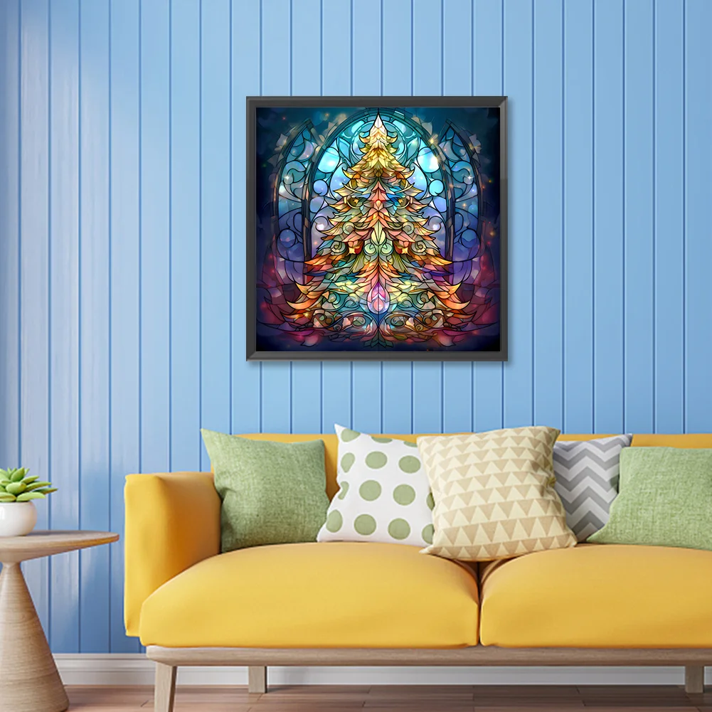 Diamond Painting - Full Round Drill - Stained Glass Christmas Tree(Canvas|30*30cm)