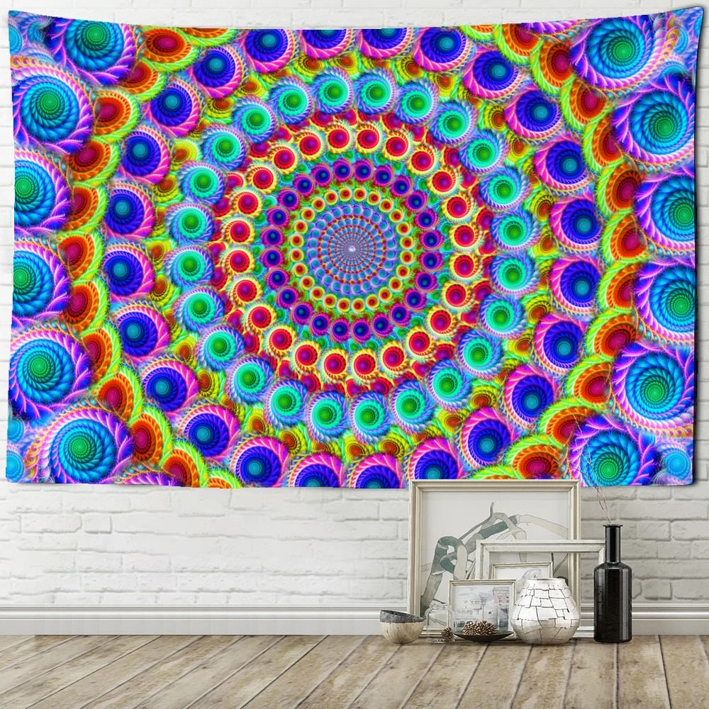 India Mandala Tapestry Wall Hanging Boho Decor Wall Cloth Tapestries Psychedelic Hippie Night Moon Tapestry Mandala Wall Carpet