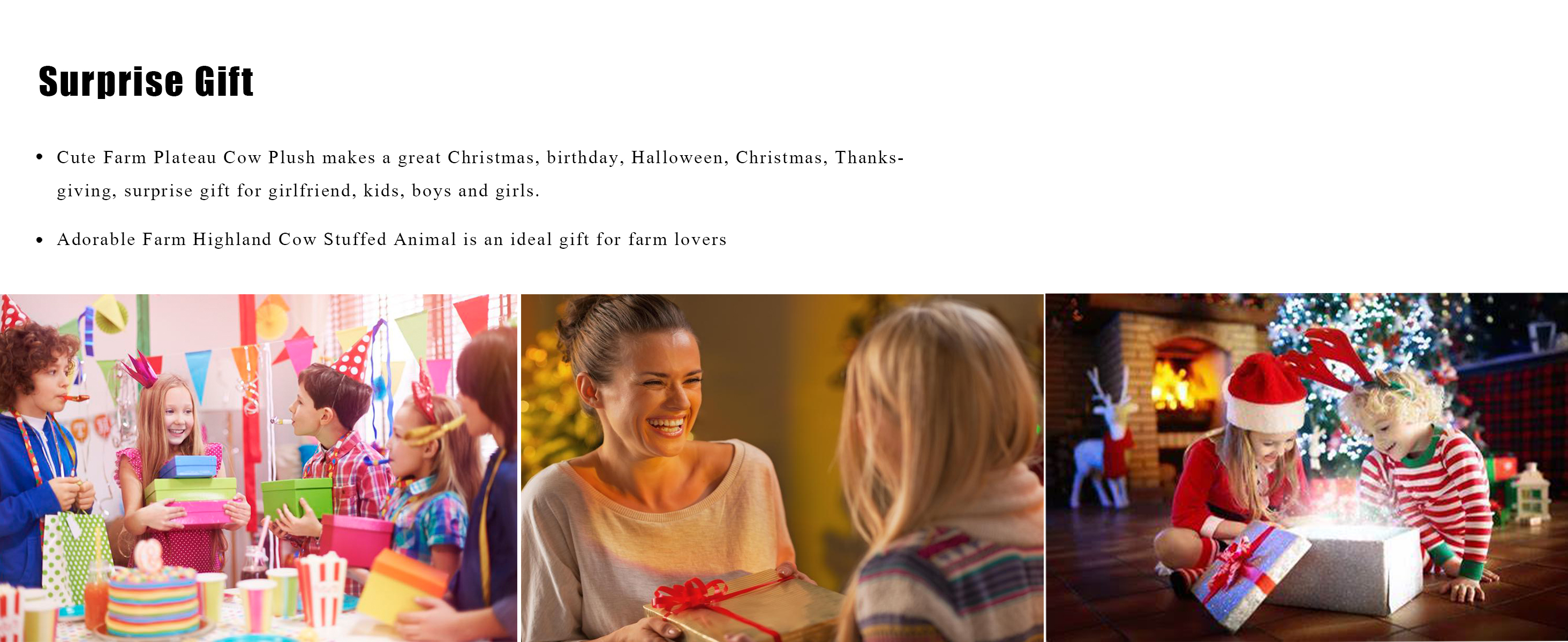 Tegooe 25cm Highland Cow Plush Toy - Soft Stuffed Animal Doll for Kids Home Decor