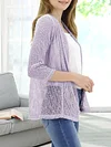 Vibrant V-Neck Crochet Cardigan - Elegant 3/4 Sleeve Mesh Slim Fit, Breathable, Casual, Comfortable, Women's Fashion Clothing for Daily Wear