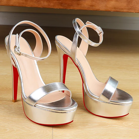150mm/5.9 Inch Women's Platform Thin Heels Heels Sky High Heel Sandals Red Bottom Party Shoes  Vocosi VOCOSI
