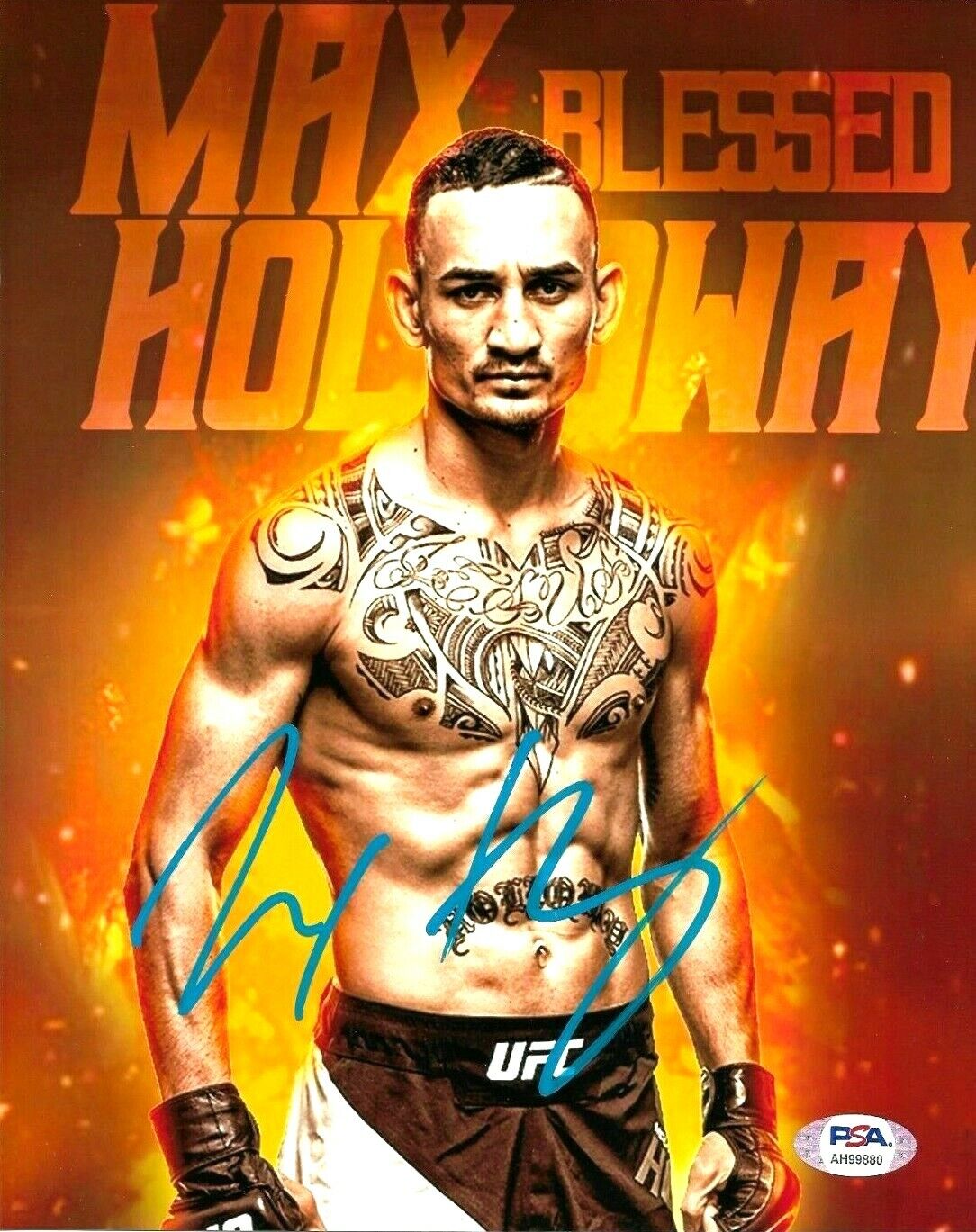 UFC MAX HOLLOWAY HAND SIGNED AUTOGRAPHED 8X10 Photo Poster painting WITH PROOF AND PSA COA 1