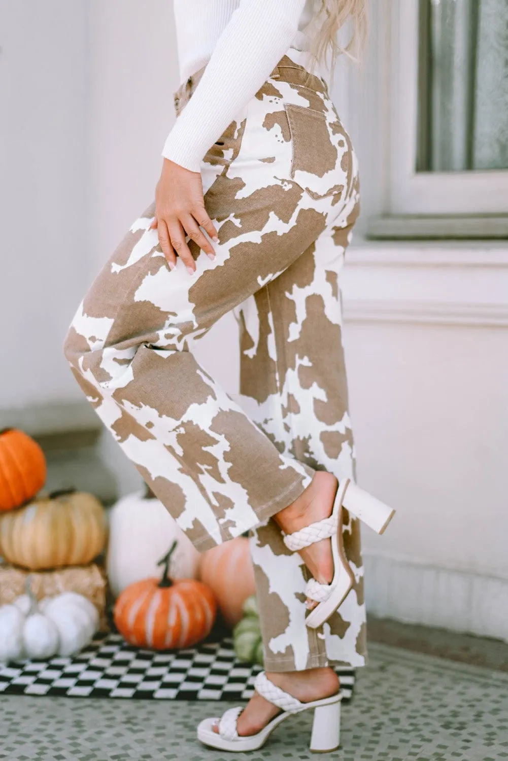Fashionable Cow Print Trousers