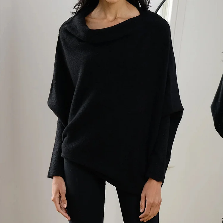  Solid Color Round Neck Long Sleeve Top