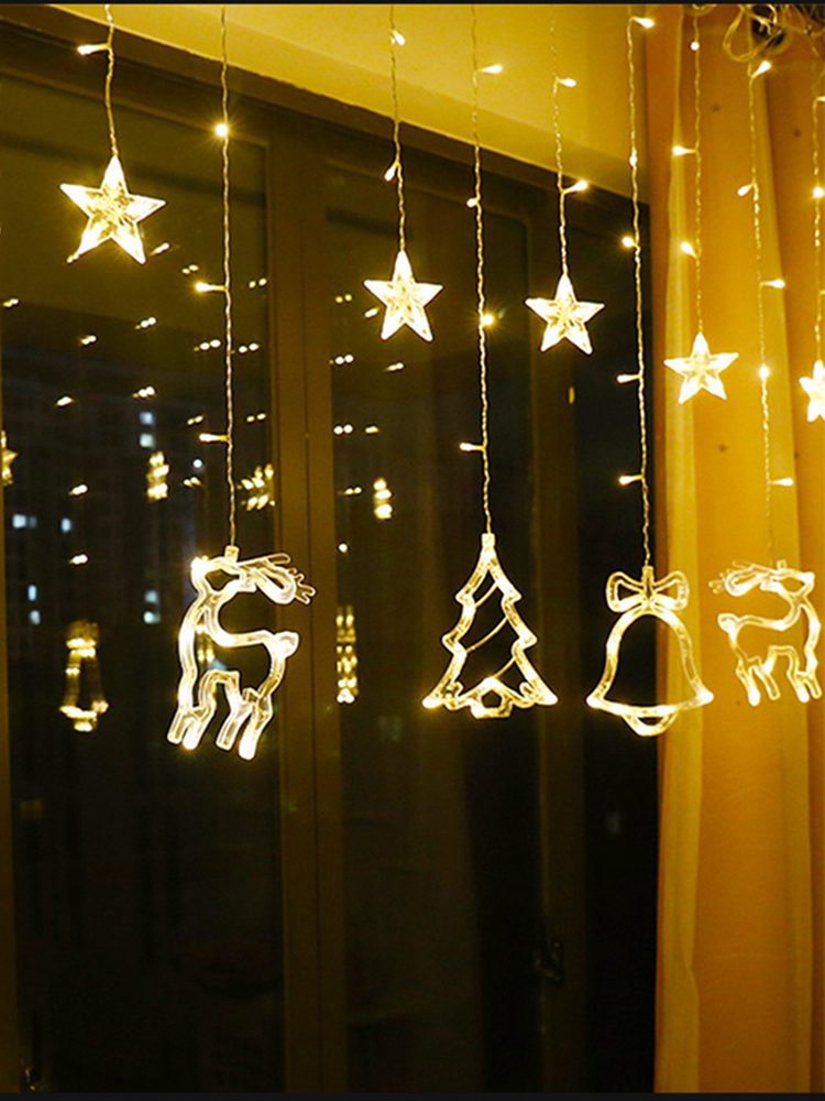 LED Christmas Curtain String Lights Deer Star Waterfall Holiday Fairy Lamp от Cesdeals WW