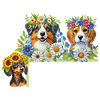 (US Local)Dog Flowers 5D DIY Wooden Diamond Painting Door Topper for Party (Left)