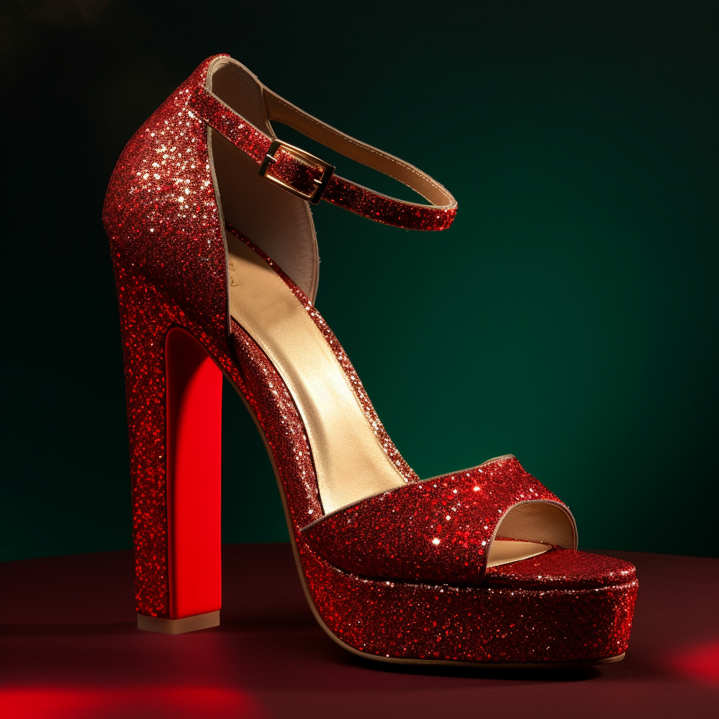 Glitter Red Opened Toe Ankle Strappy Platform Sandals With Chunky Heels Nicepairs