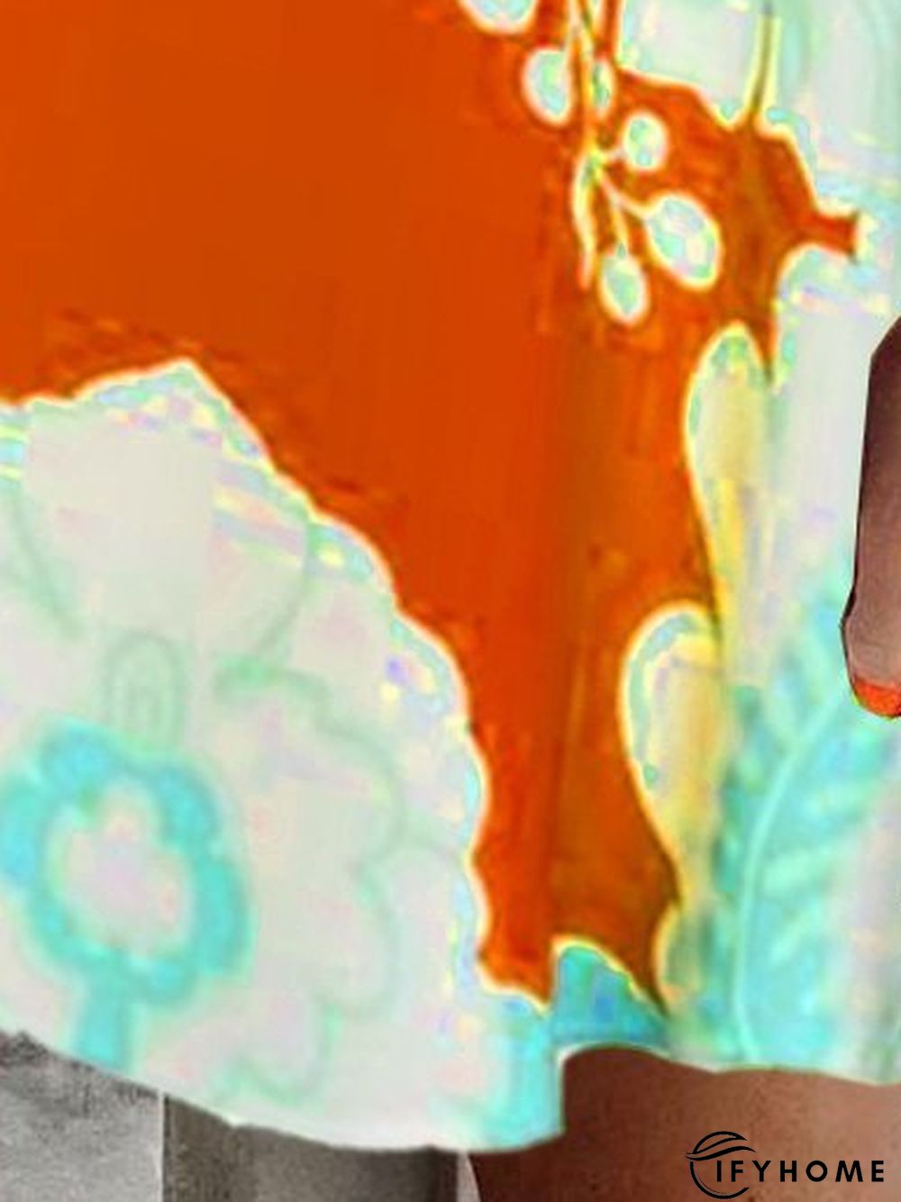 Loose Paisley Crew Neck Cotton-Blend Half Sleeve Dress | IFYHOME