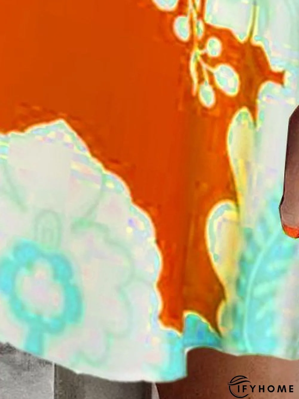 Loose Paisley Crew Neck Cotton-Blend Half Sleeve Dress | IFYHOME