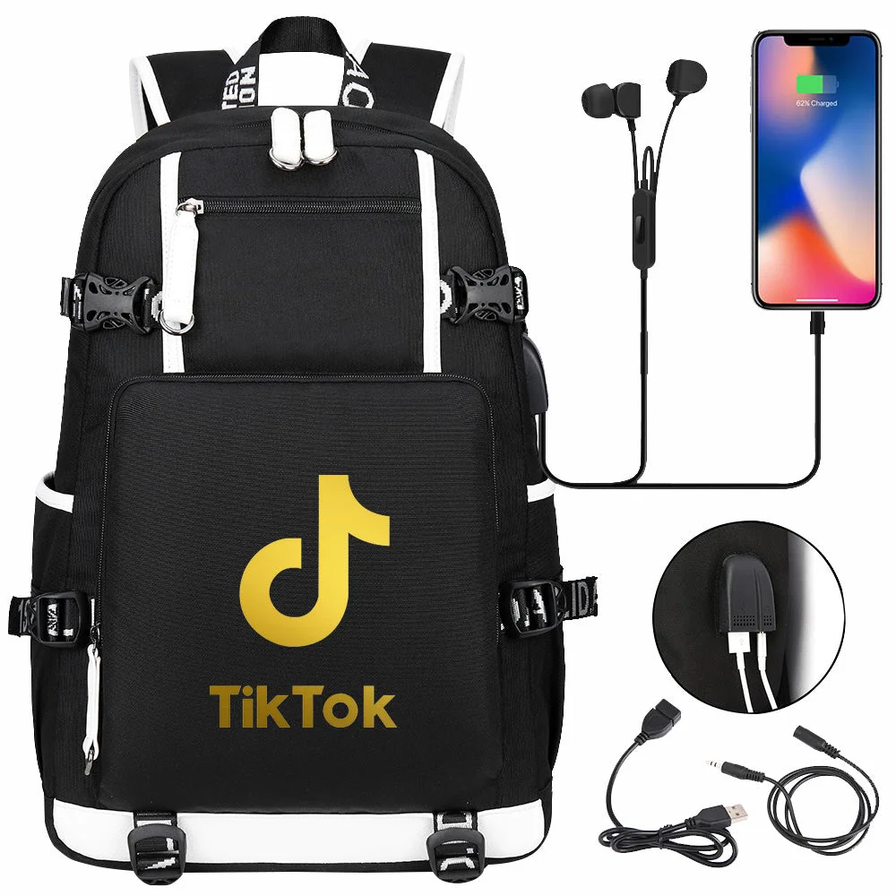 Buzzdaisy Tik Tok #6 USB Charging Backpack School NoteBook Laptop Travel Bags
