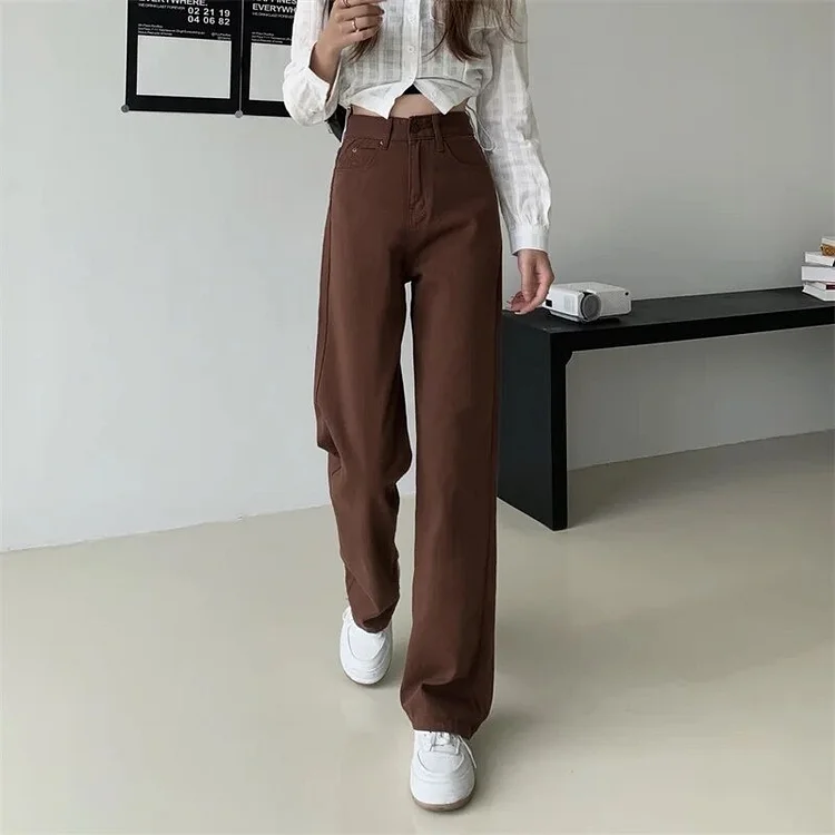 Dabasmedia Summer Women's Jeans 2025Y2k High Waist Loose Straight Leg Wide Leg Denim Women's Casual Street Wear Vintage Baggy Pants