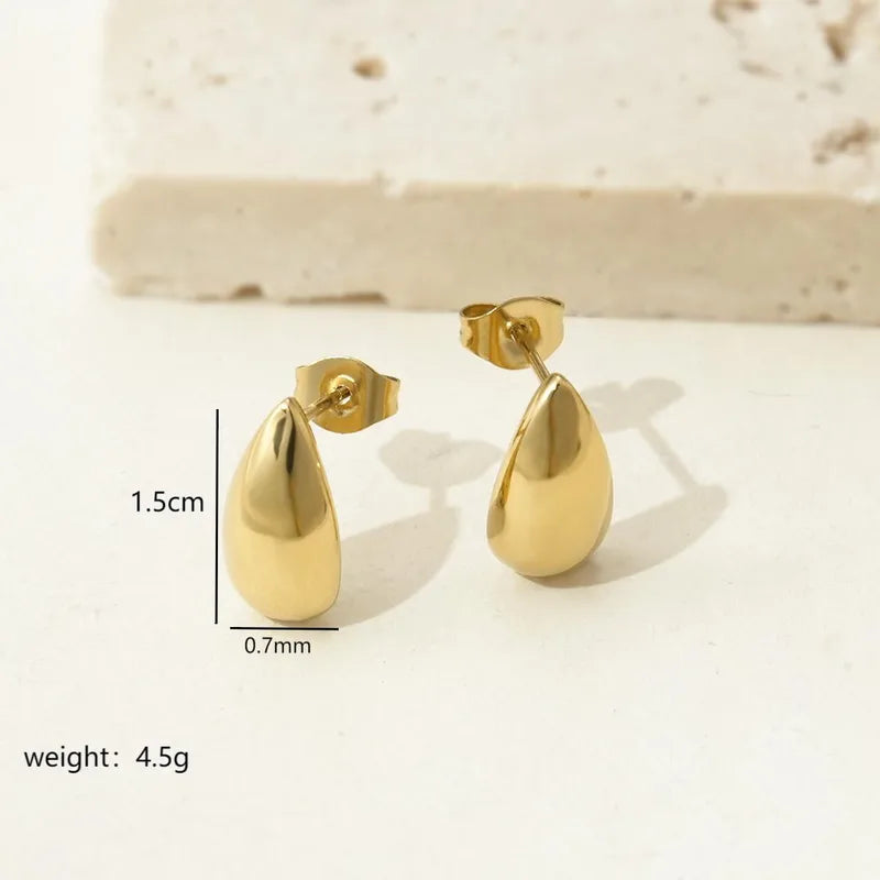 Elegant Retro Minimalist Geometric 304 Stainless Steel 14K Gold Plated Polishing Plating Earrings Necklace