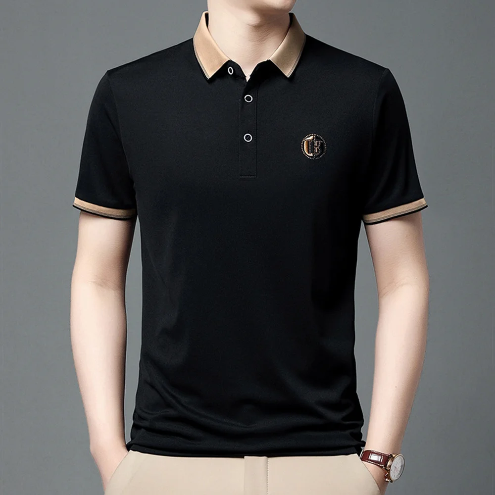 Smiledeer Summer Men's Business Casual Breathable Short Sleeve Polo Shirt