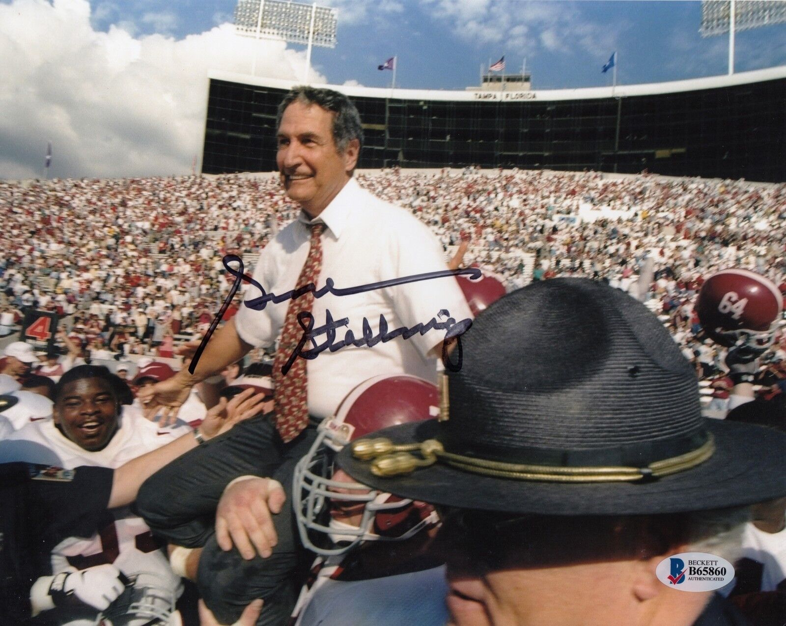 Gene Stallings #2 8x10 Signed 8x10 Beckett Alabama Crimson Tide 090218