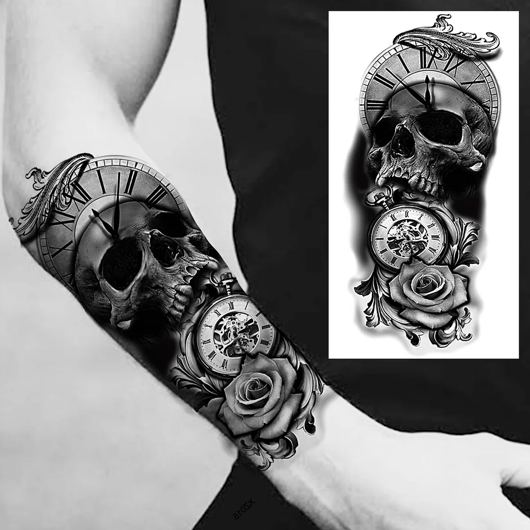 Praying Lion Cross Temporary Tattoos For Men Women Clown Wolf Tiger Flower Compass Fake Tattoo Sticker Forearm Waterproof Tatoos