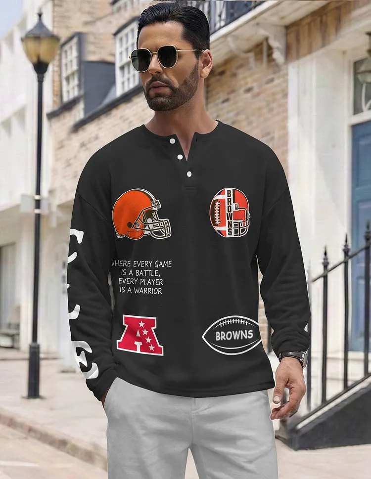 Cleveland Browns  Long Sleeve Henley Shirts & Pants set