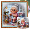 Happy Old Lady Doing Sewing-11CT Stamped Cross Stitch 45*45cm/17.72*17.72in