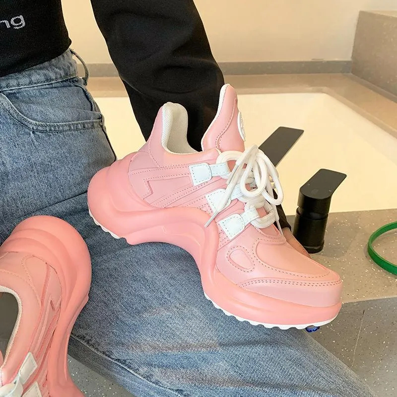 Brand Design Shoes Women 2021 Fashion Sneakers Sport Casual Trainers Ladies Pink Chunky Sneakers Zapatillas Deportivas Mujer