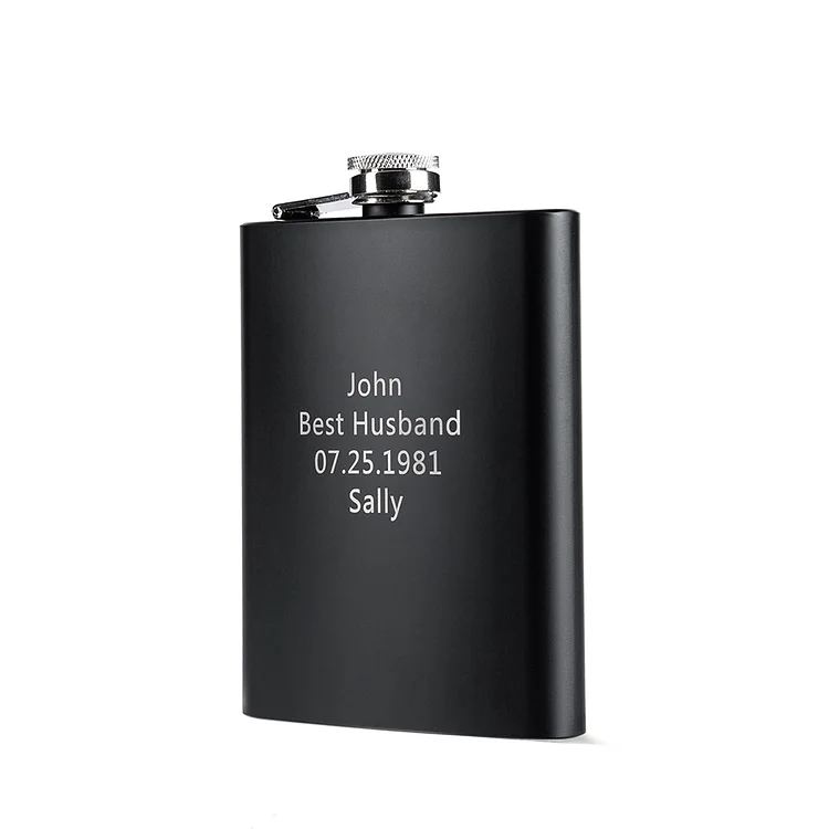 Personalized Black Hip Flask Stainless Steel