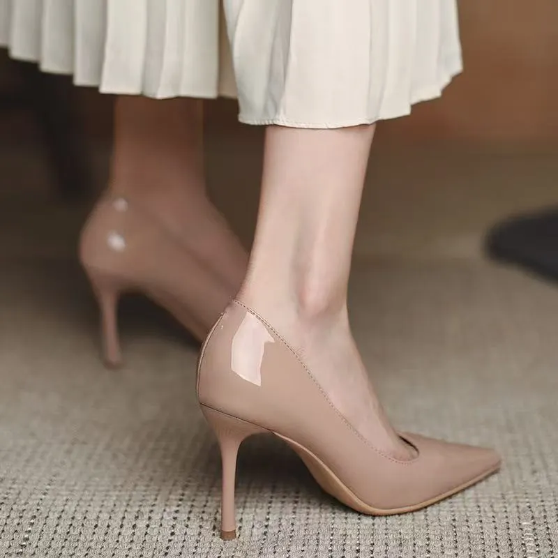 Breakj Breakj Summer New Simple French Nude Pointed Flat Shoes Soft Soles Shoes Commuting Single Shoes