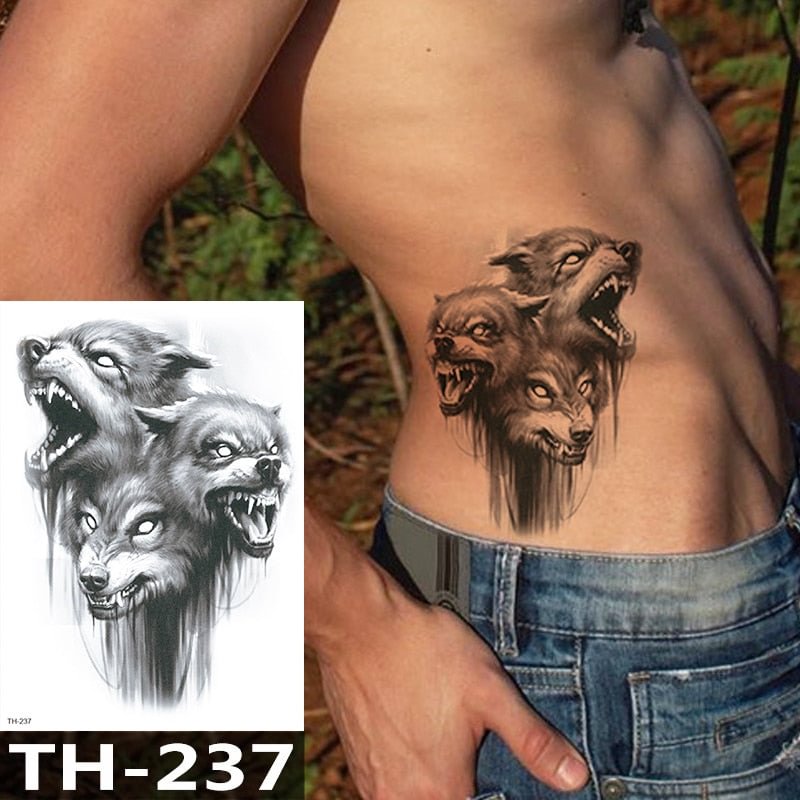 Waterproof Temporary Tattoo Sticker Sketch wolf heads pattern animals Water Transfer body art flash fake tatoo