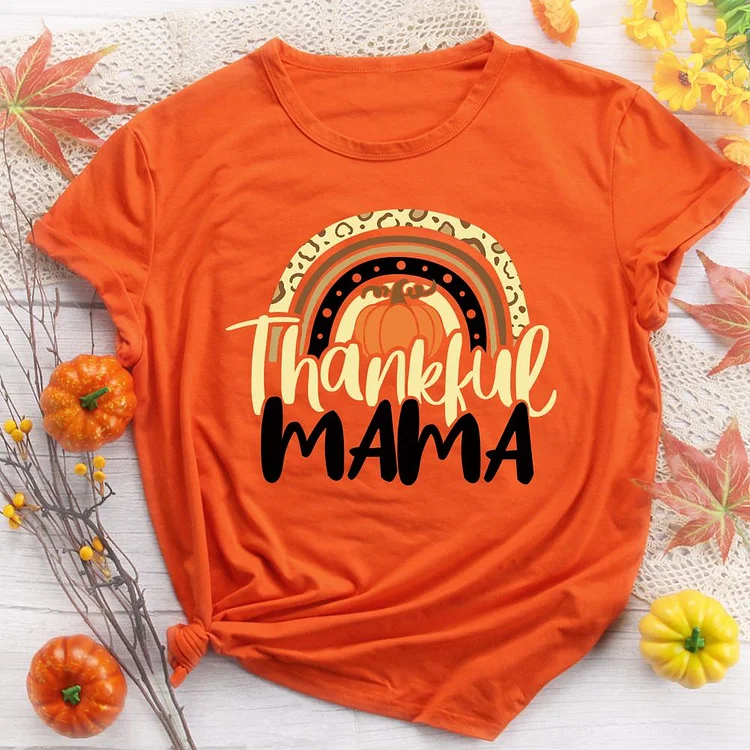 Thankful Rainbow Pumpkin Mama T-shirt Tee -08178