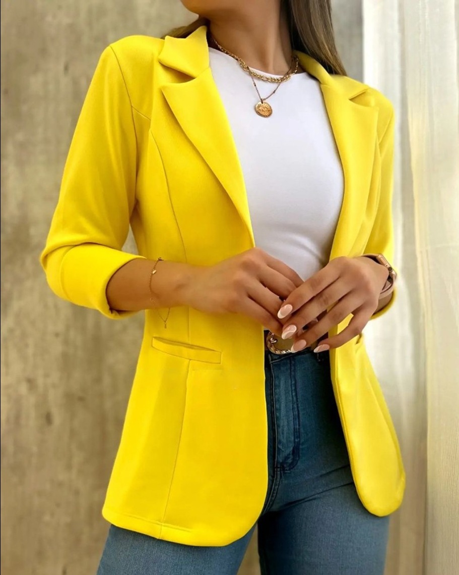 Vurtigorasn Elegant Women's Blazer New Autumn Winter Long Sleeve Casual Solid Color Slim Cardigan Coat Jacket For Women Office Lady Blazers