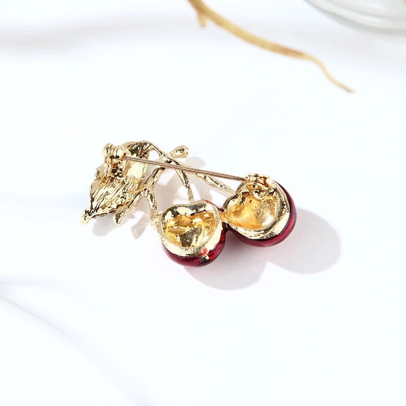 Cute Pin Cherry Alloy Stoving Varnish Unisex Brooches
