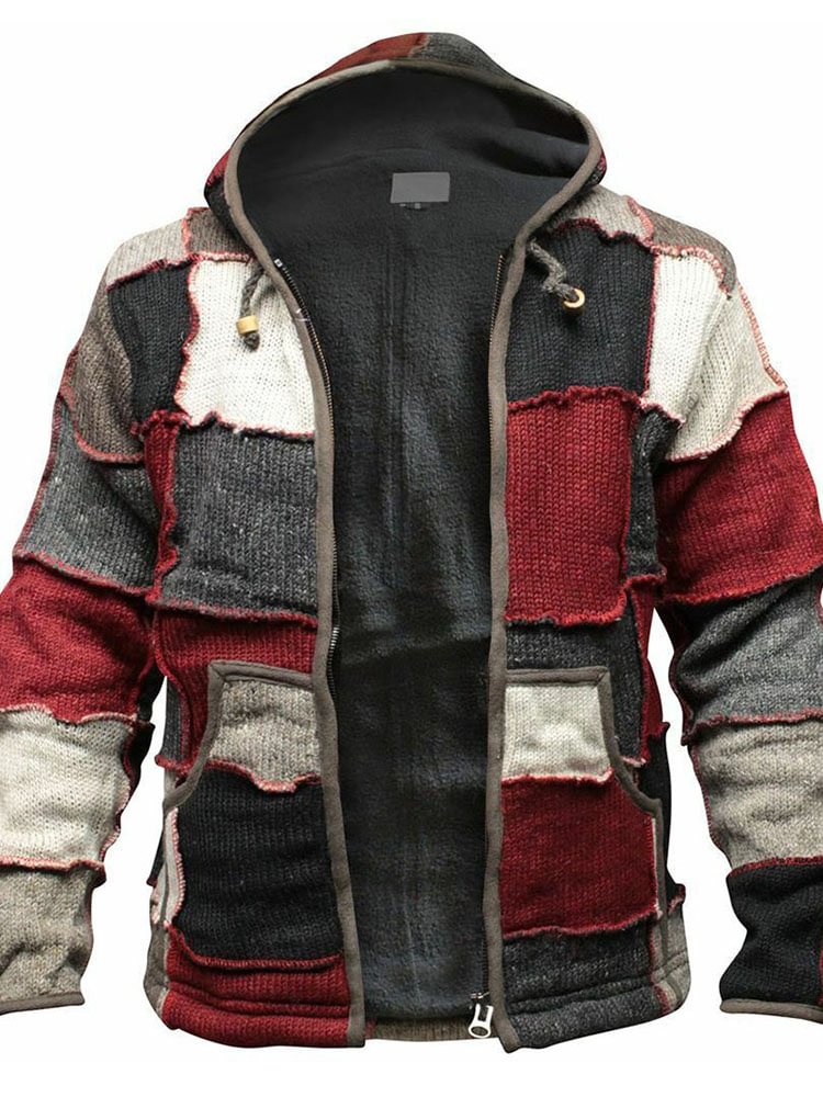 color block patchwork standard slim casual sweater