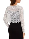 Elegant Women's Lace Cardigan Sweater - Polyamide Knit Fabric, Solid Color, Round Neck, Spring/Summer/Autumn Collection
