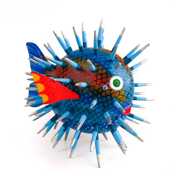 Blue Blowfish - Oaxacan Alebrije Wood Carving