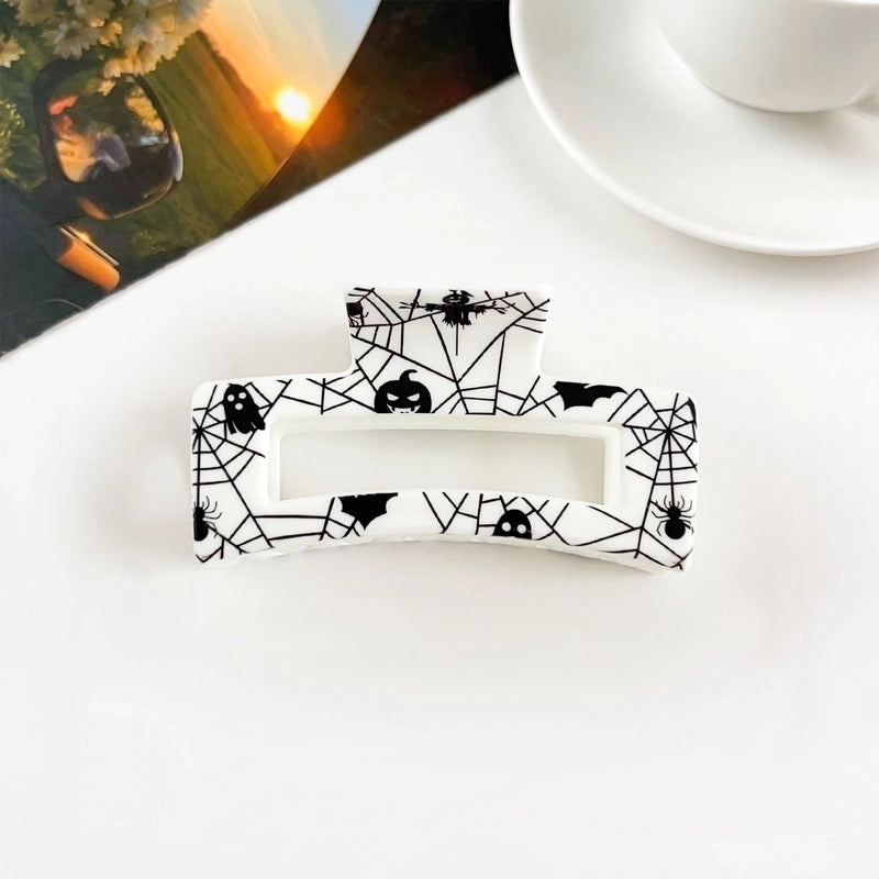 Halloween Minimalist Commute Women’s Pumpkin Flower Checkered Plastic Hair Claws