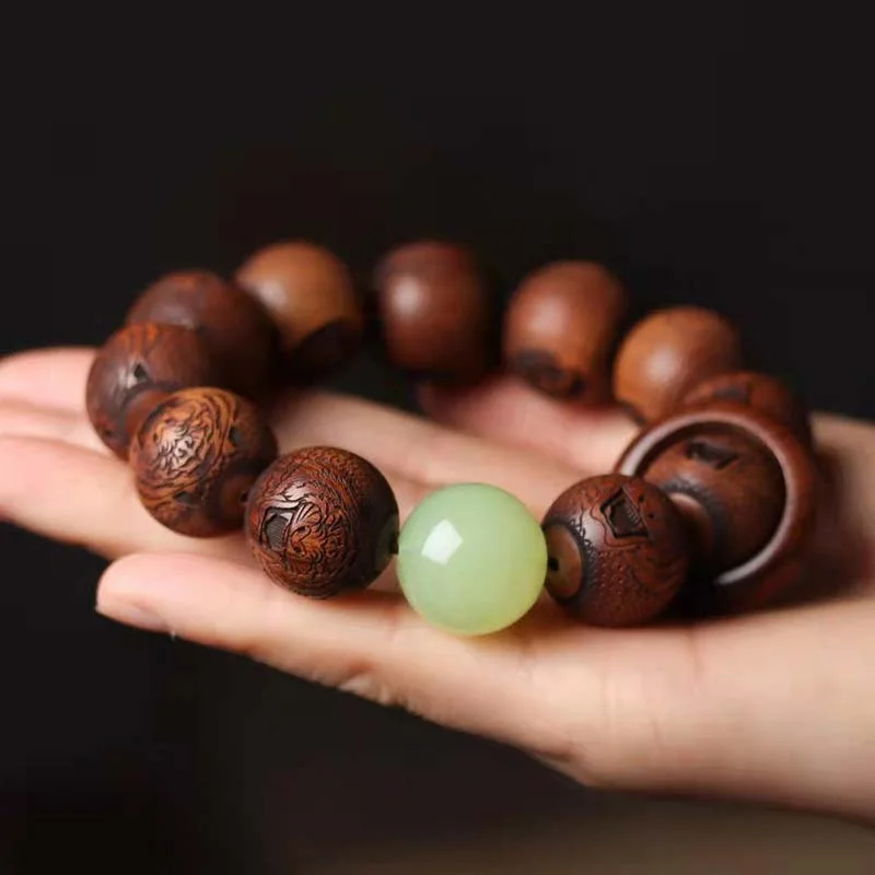 Tibetan Engraving Tiger Rosewood Protection Bracelet