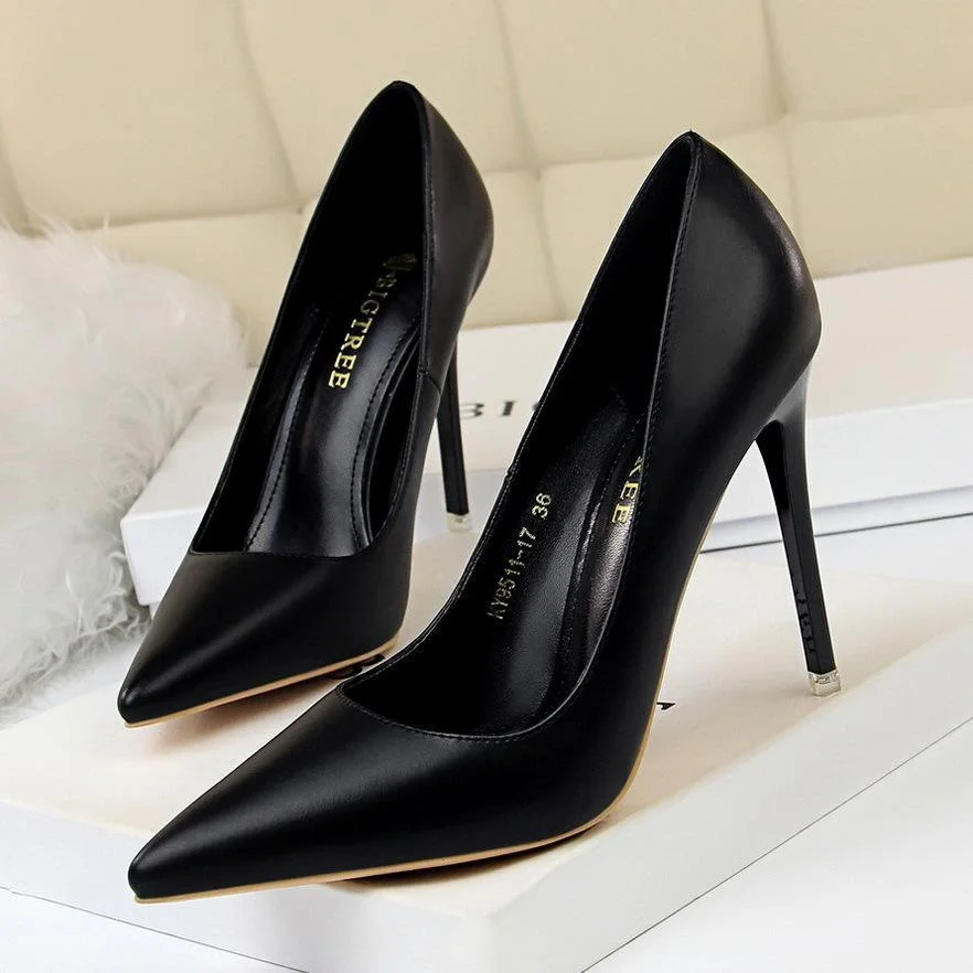 Fashion simple stiletto high-heeled shallow pointy shoes