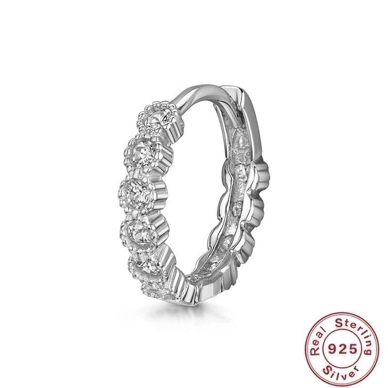 1 Piece 925 Sterling Silver Zircon Round Square Earrings