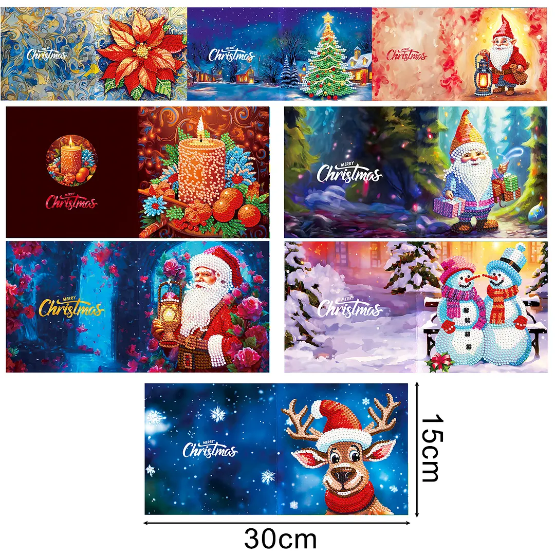 8Pcs Christmas Goblin DIY Diamond Painting Greeting Card Set with Envelopes Crystal Painting Art Greeting Cards for Beginner Adult Holiday Crafts Gifts