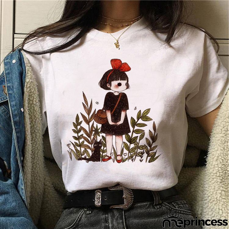 Women Fashion Floral Graphic Print Short Sleeve T-Shirt