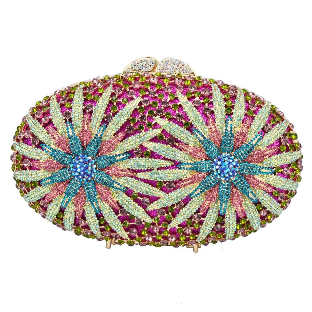 Women Evening Bag Ladies Flower Wedding Clutches Female Pink gold Clutch Purse Luxury rhinestone Wedding Handbags SC761