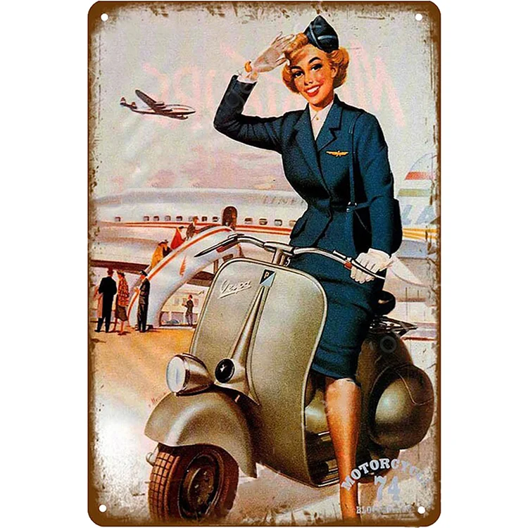 Pin up girl - enseigne en étain vintage - 7.9x11.8inch