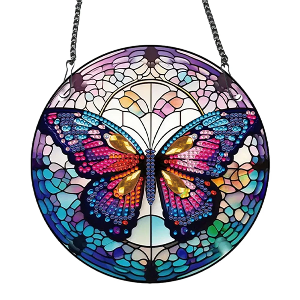 DIY Butterfly Acrylic Single-Sided Diamond Painting Hanging Pendant