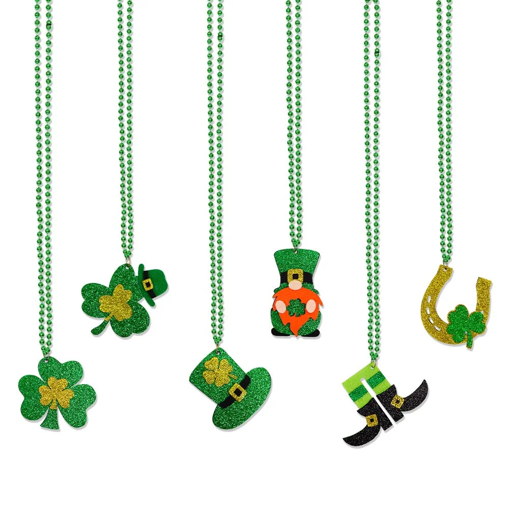 St. Patrick's Day Shamrock Irish Festival Party Green Pendant Necklace