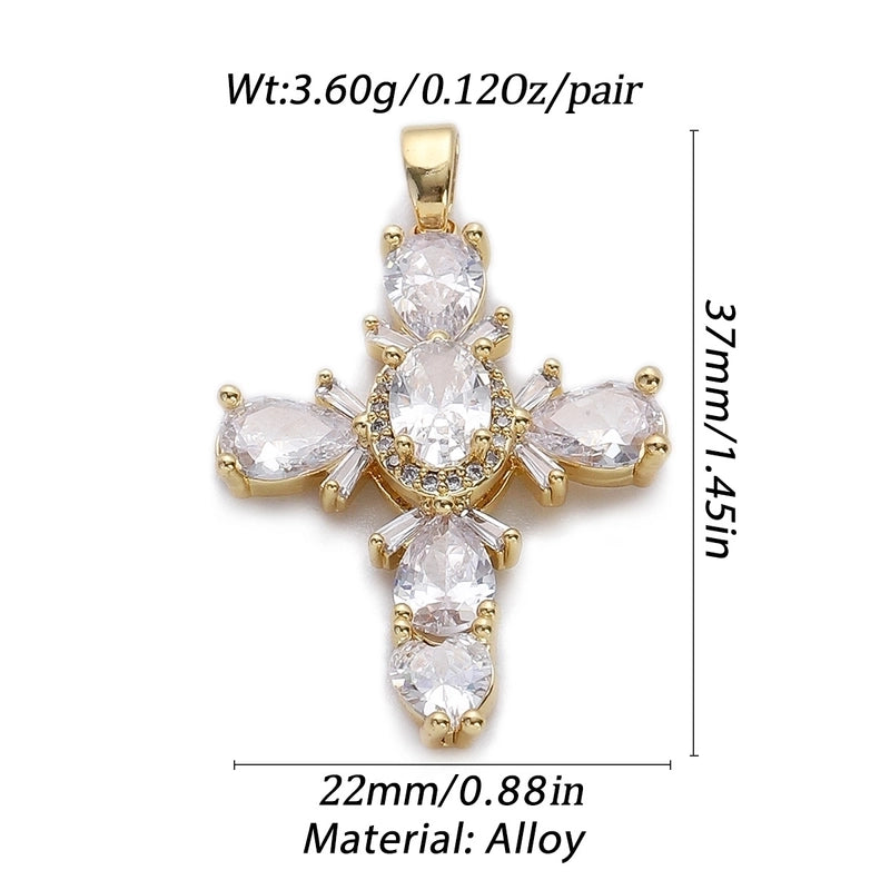 1 Piece Copper Zircon Cross Pendant
