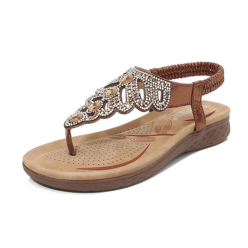 Ladies' Bohemian Rhinestone Beach Sandals